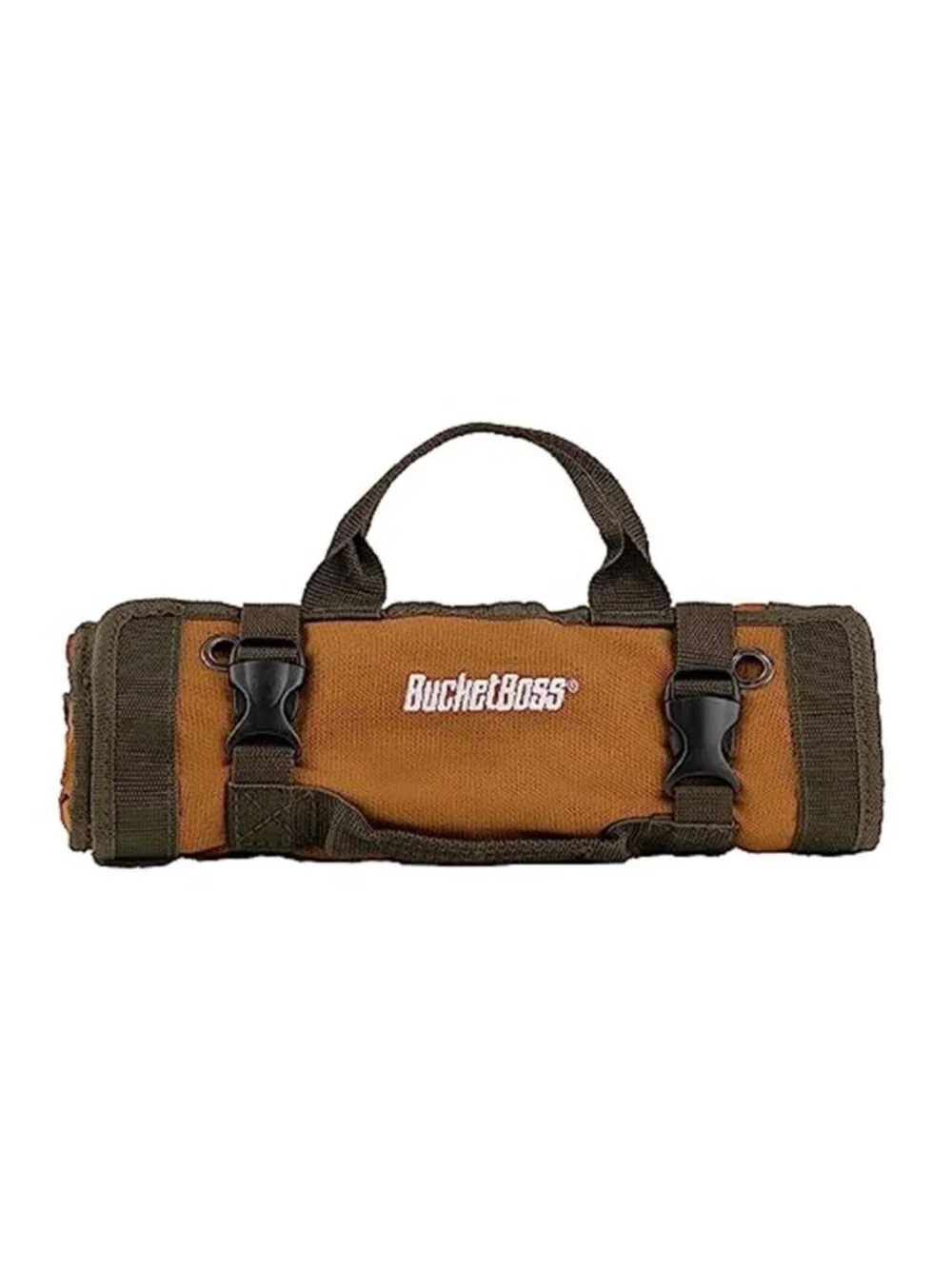 Canvas Tool Roll Up Bag Zippered Tool Organizer Pouch Storage Roll Brown
